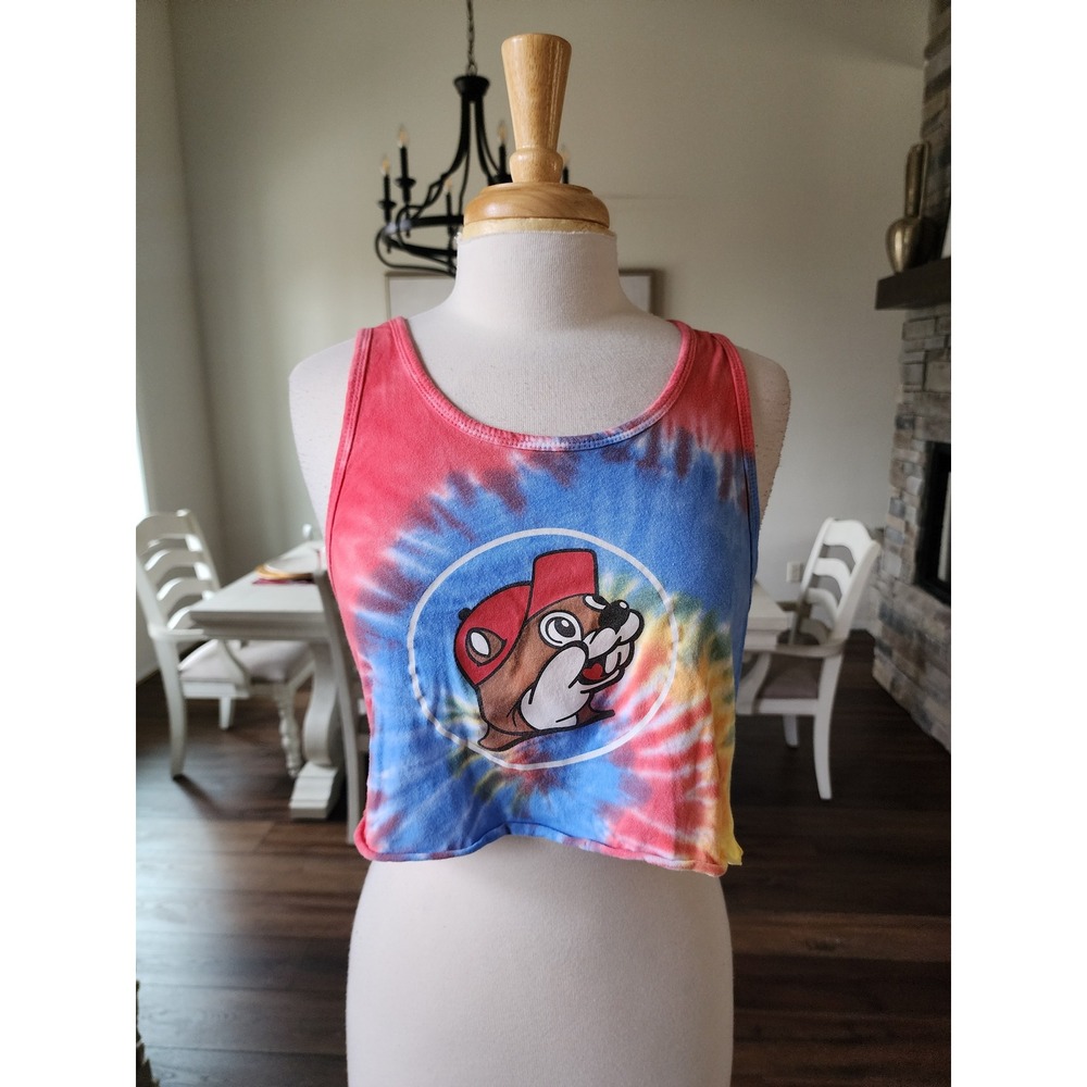 Bucee's‎ Swirl Tie Dye Beaver Custom Crop Tank Top Women's Size S